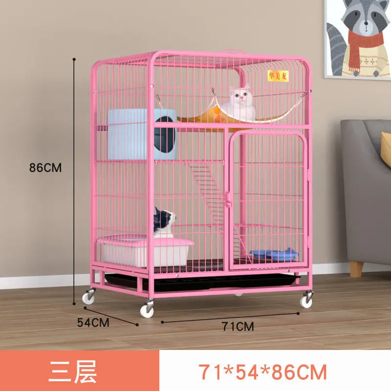 

Pet Cage Cat Home Cat Villa Large Free Space Indoor Clearance with Toilet Small Cat House Cat House