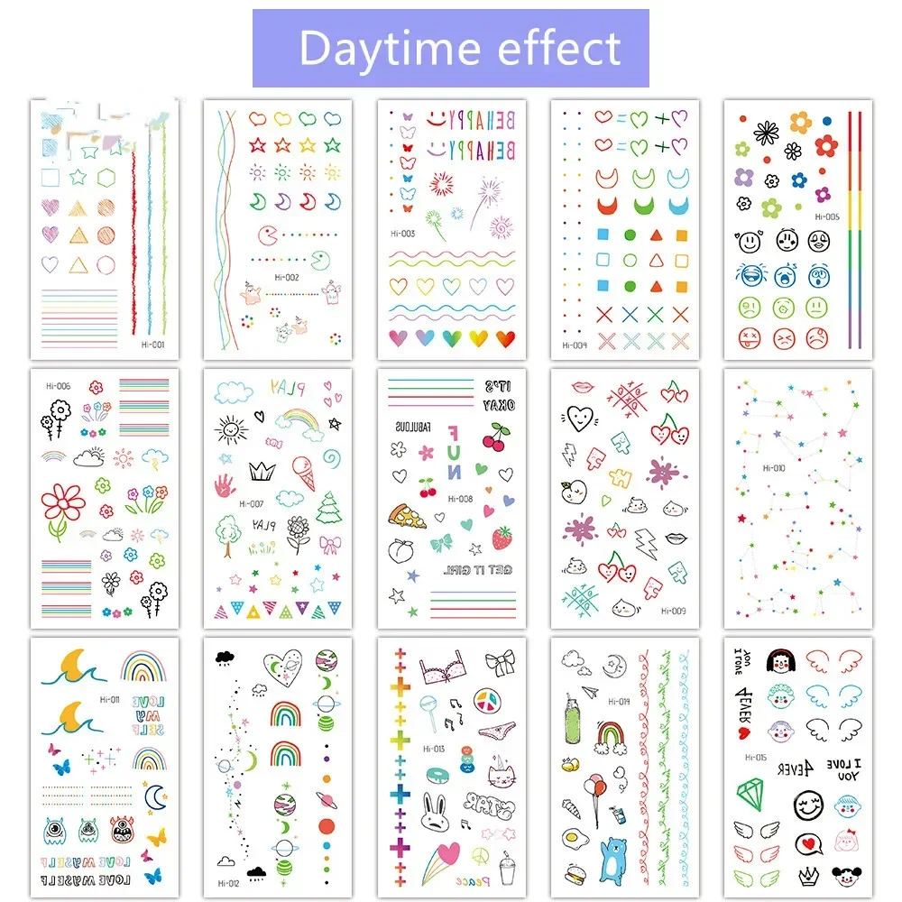 Luminous Fake Tattoo Sticker Temporary Tattoos Body Waterproof Heart Finger tattoo sticker temporary tattoos