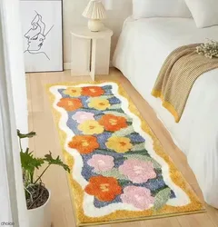 INS Floral Fluffy Soft Bedroom Carpet Cute Children's Bedside Rug Kids Room Non-Slip Baby Playmats Long Living Room Mats