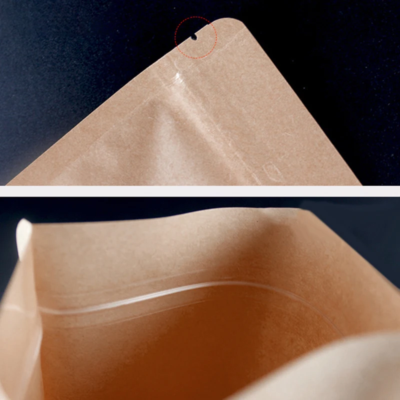 50pcs Reusable Kraft Paper Bags Lock Sealed Waterproof Packaging Pouch Biscuit Fruit Nut Gift Storage Bag Self-sealing Candy Gift - Image 5