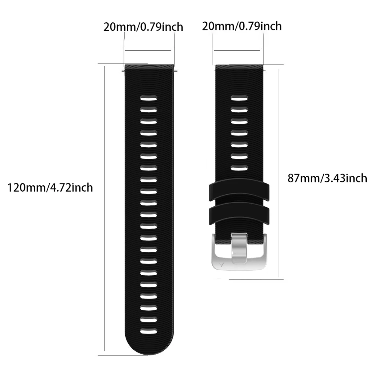 Hülle + Armband kompatibel für Garmin Forerunner 245, 20 mm Silikon-Ersatzbänder und weiche Silikon-Schutzhülle – Detail 2