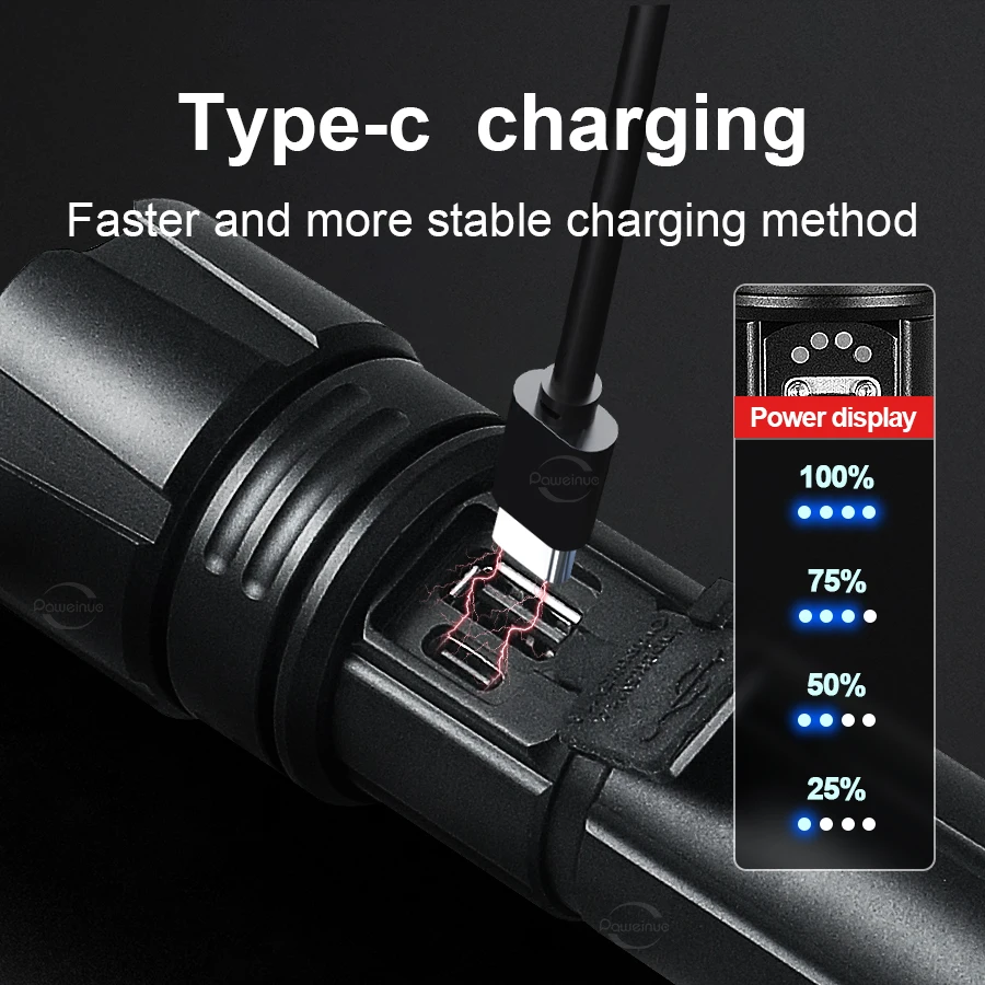 XHP360 슈퍼 높은 전원 Led 손전등 USB 충전식 LED 손전등 매우 강력한 랜 턴 18650 토치 야외 램프