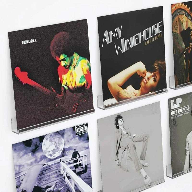 2/6/8pcs Acrylic Record Display Stand 12inch Clear Wall Mounted Vinyl Record Holder Shelf LP Record Album Storage Rack 5