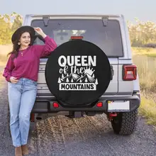 

Mountain Queen Quote - Spare Tire COVER for Jeep Wrangler, Jeep Liberty, 2021 Bronco, RV, Camper - Optional Backup Camera Hole