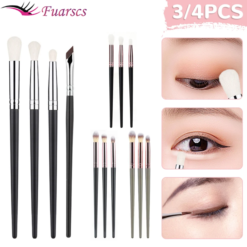 34PcsWoodHandleFiberEyeshadowBrushTaperedCreaseBlendingBrush