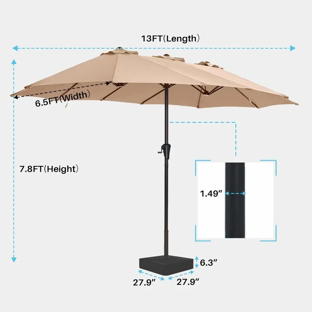 13FT Double-Sided Patio Umbrella with Base 5