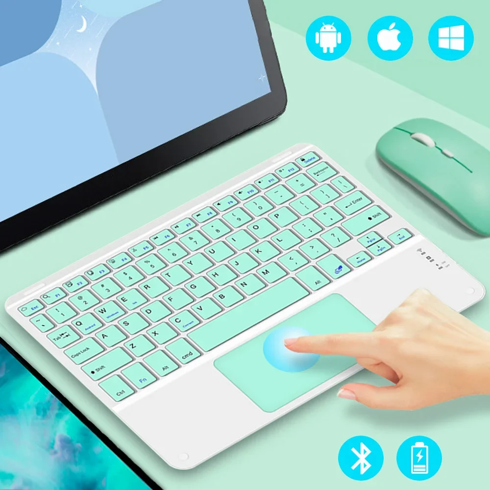 Wireless Silent Keyboard with Touchpad for Universal Bluetooth Devices