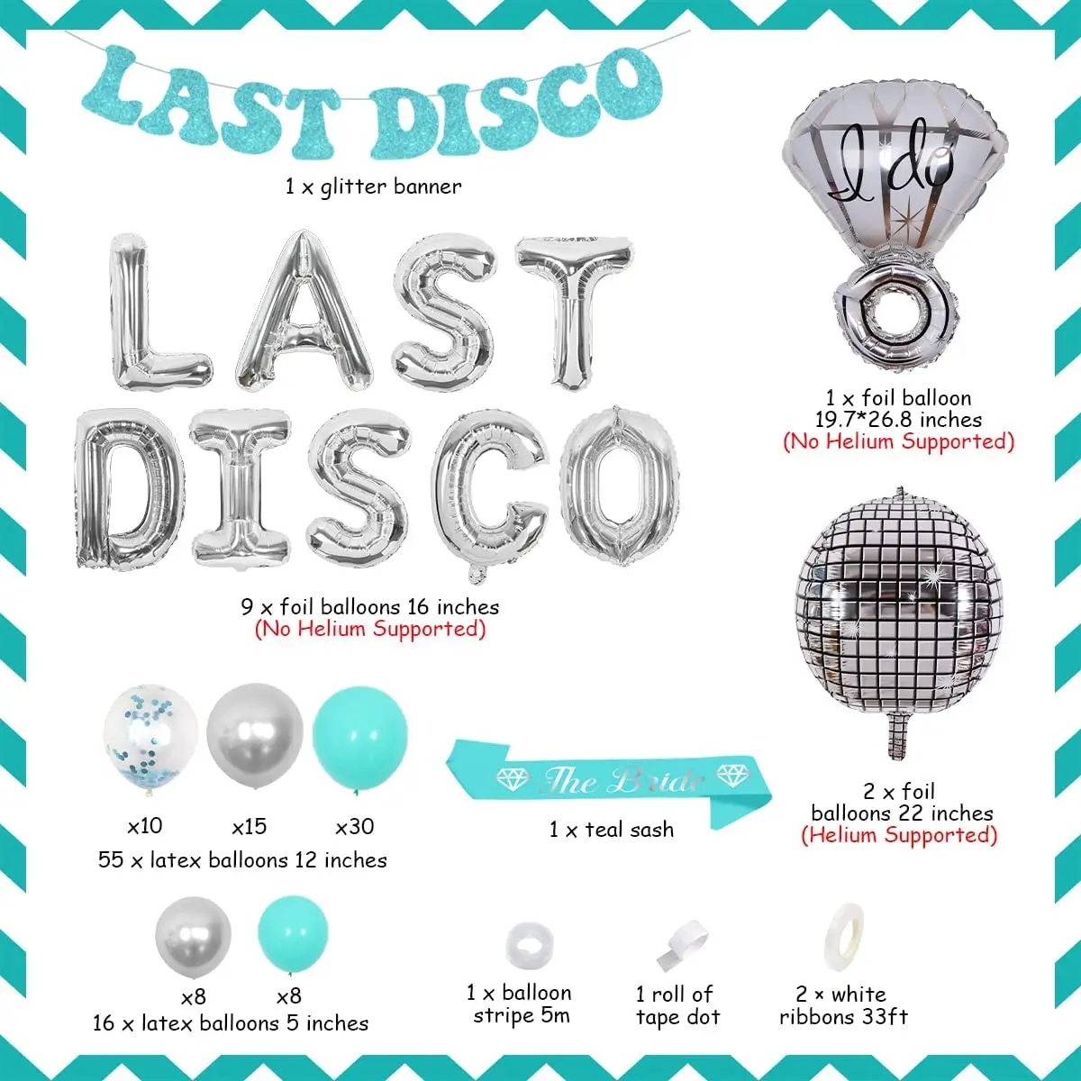 Último Disco Bachelorette Party Arch Kit, Teal