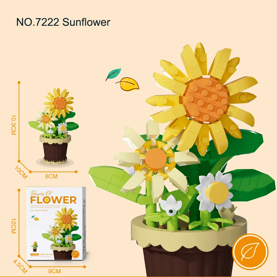 Mini Flower Pot Building Blocks - Colorful Floral Bouquet Educational Toy Set for Kids - Perfect Mother's Day Gift