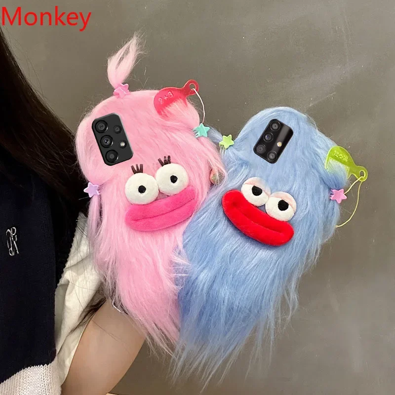クモちゃん‼️ 3D Korean Funny Fluffy Plush Monster Case For Samsung A03