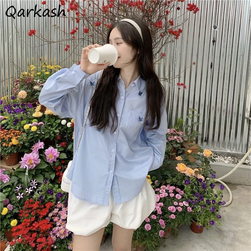 

Женская рубашка с трехмерным дизайном, Уникальный Топ с длинным рукавом, милая уличная одежда в Корейском стиле для милых девушек, универсальная весенне-осенняя одежда