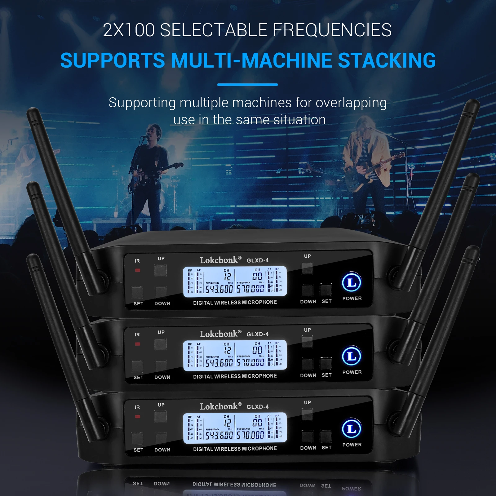 GLXD4 BETA58 전문 듀얼 무선 마이크, 가라오케 홈 시스템, 무대 공연, UHF 다이나믹 2 채널 핸드헬드