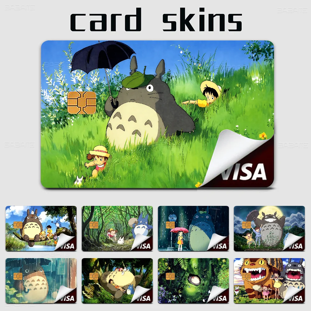 Kawaii T-Totoro Anime Credit Card Skin Sticker For VISA Bank Card Transportation Waterproof Sticker Anti-scratch Women Gift