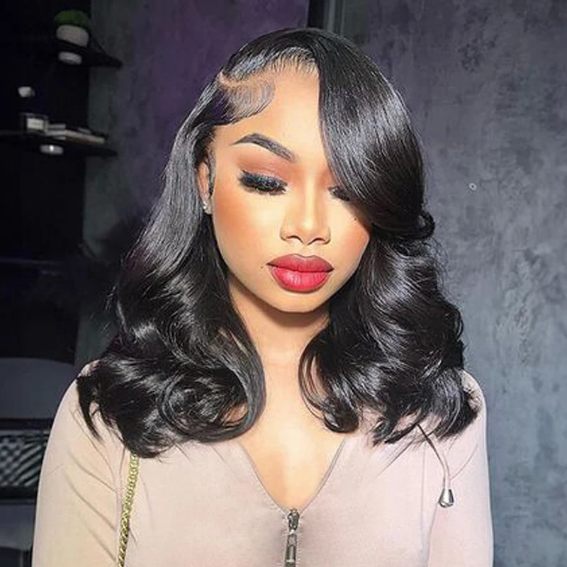 Transparent 13x4 Lace Front Short Bob Wigs Human Hair Body Wave Bob Wig For Women Pre Plucked 10 12 Inch Hot Sale 180% Density 1