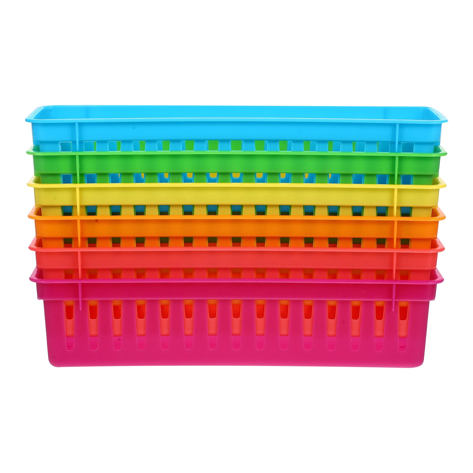 

6 Pcs Stationery Basket Plastic Desk Pencil Holder Colorful Classroom Supplies Storage Tray Organizer