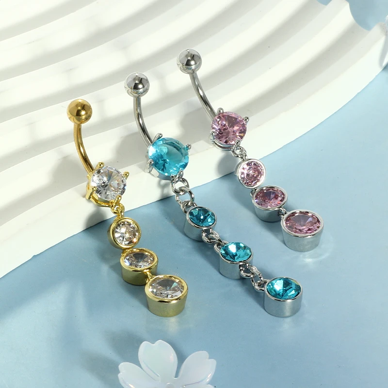 Hot sales 50pcs mix color belly navel rings for women 14g stainless steel dangle belly button rings