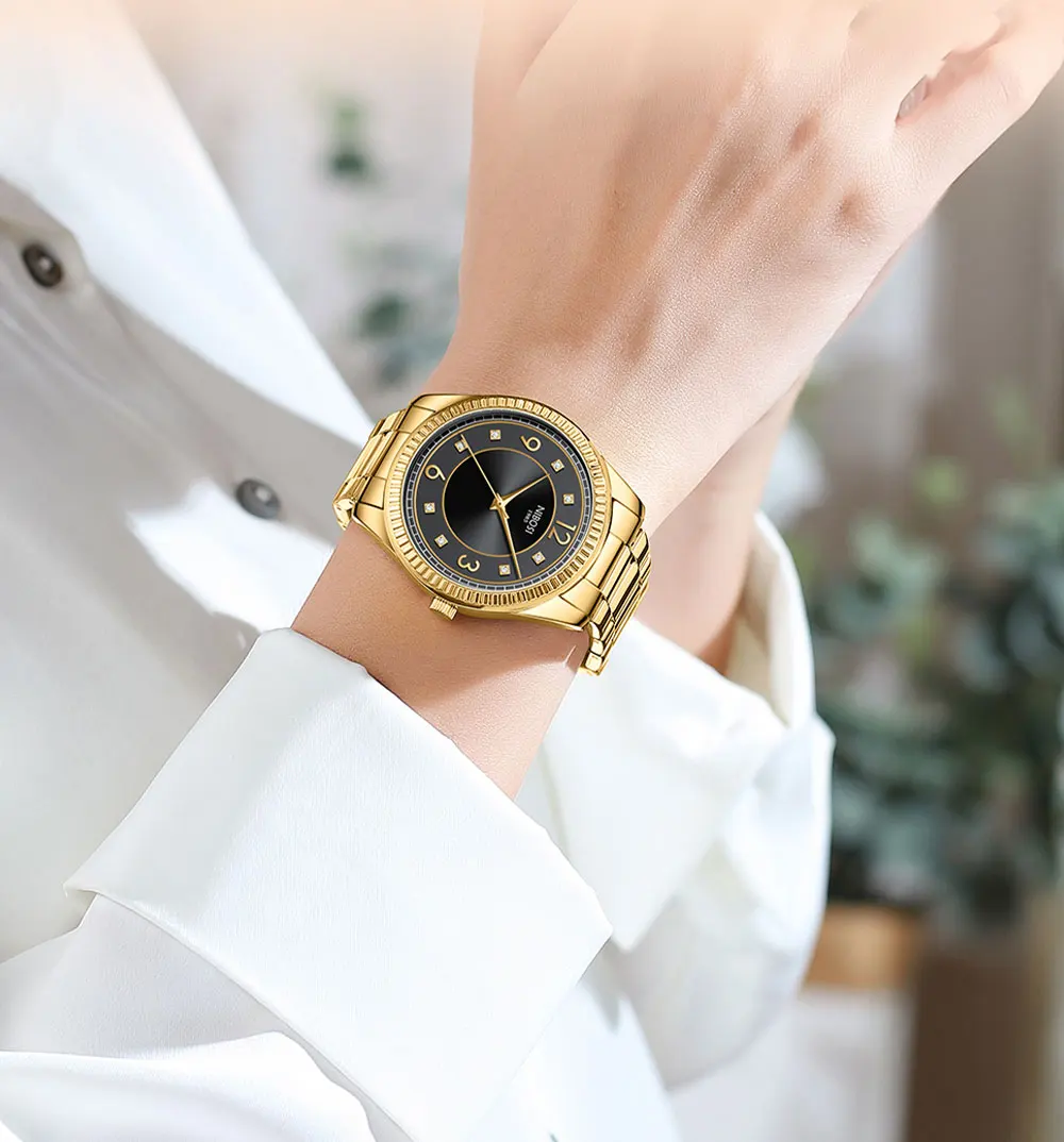 Luxury Men Women Watch Gold White Quartz Wrist Watch Stainless Steel Couples Clock Casual Waterproof Mens Watches_voghion.com