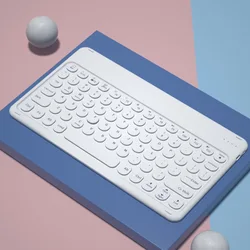 Wireless Bluetooth Keyboard with Round Keycaps and Long - Lasting Battery - Russian (White)