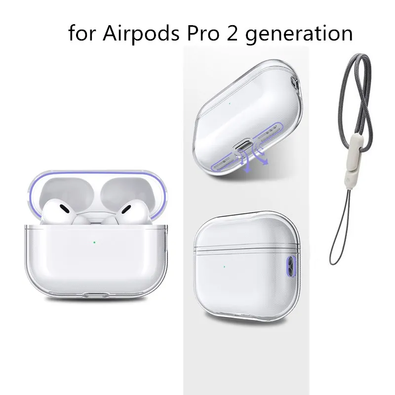 Per Airpods Pro 2 Generazione Soft Tpu Airpod Pro 2022 Con Landyard Cover Per Auricolari Trasparente Airpod Pro2 Per Air Pod Pro 2Nd