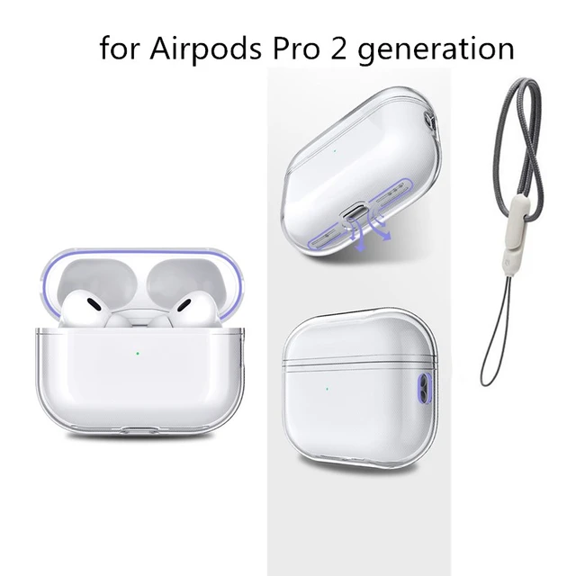 For AirPods Pro 2 Soft TPU Protective Cover Sparkly Rhinestone Shockproof  Earbuds Earphone Case with Keychain - White Wholesale