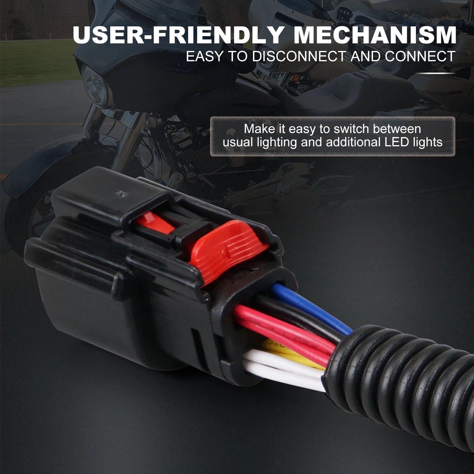 Für Harley Street Glide FLHX 2014–2024, hinteres Rücklicht, LED-Y-Verkabelung, Härteanschluss-Set, Road King FLHRXS Road Glide FLTRX – Detail 3
