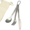 Portable Outdoor Dinnerware Sets Ultralight Travelling Knife Fork Spoon Chopstick Titanium Tableware Flatware Set Camping 4