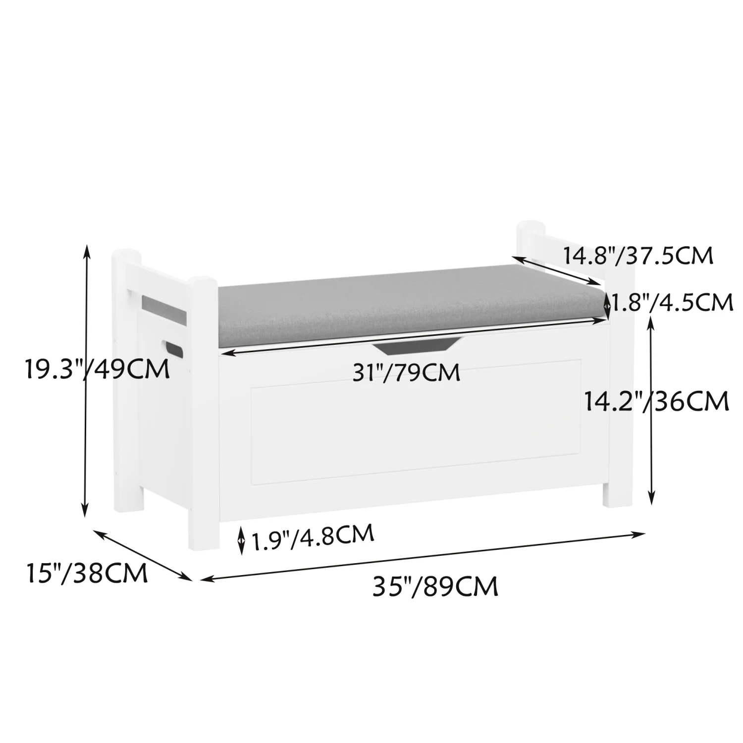 Large White Toy Box Chest with Cushion Seat - Perfect Storage for Boys and Girls' Toys 3