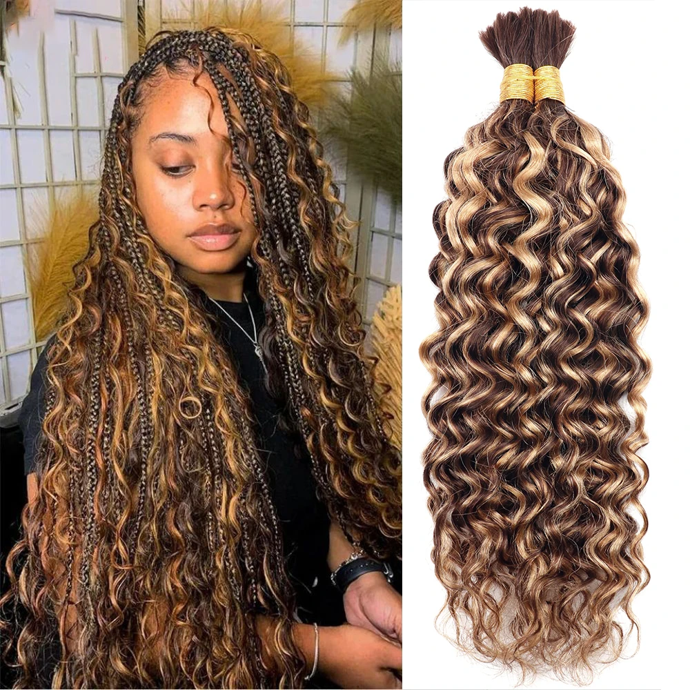 Deep Wave Bundles 26inch Highlight 427 Bulk Human Hair Braiding 100% Human Hair No Weft Human Hair Extension Full End