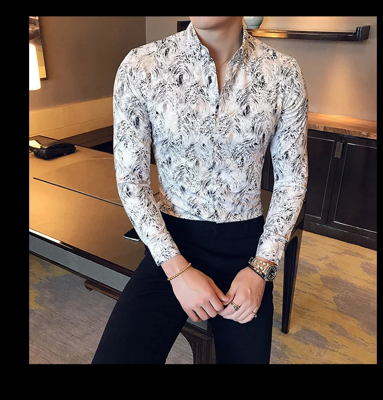 Metallic Gold Shirt Men 2017 Autumn 