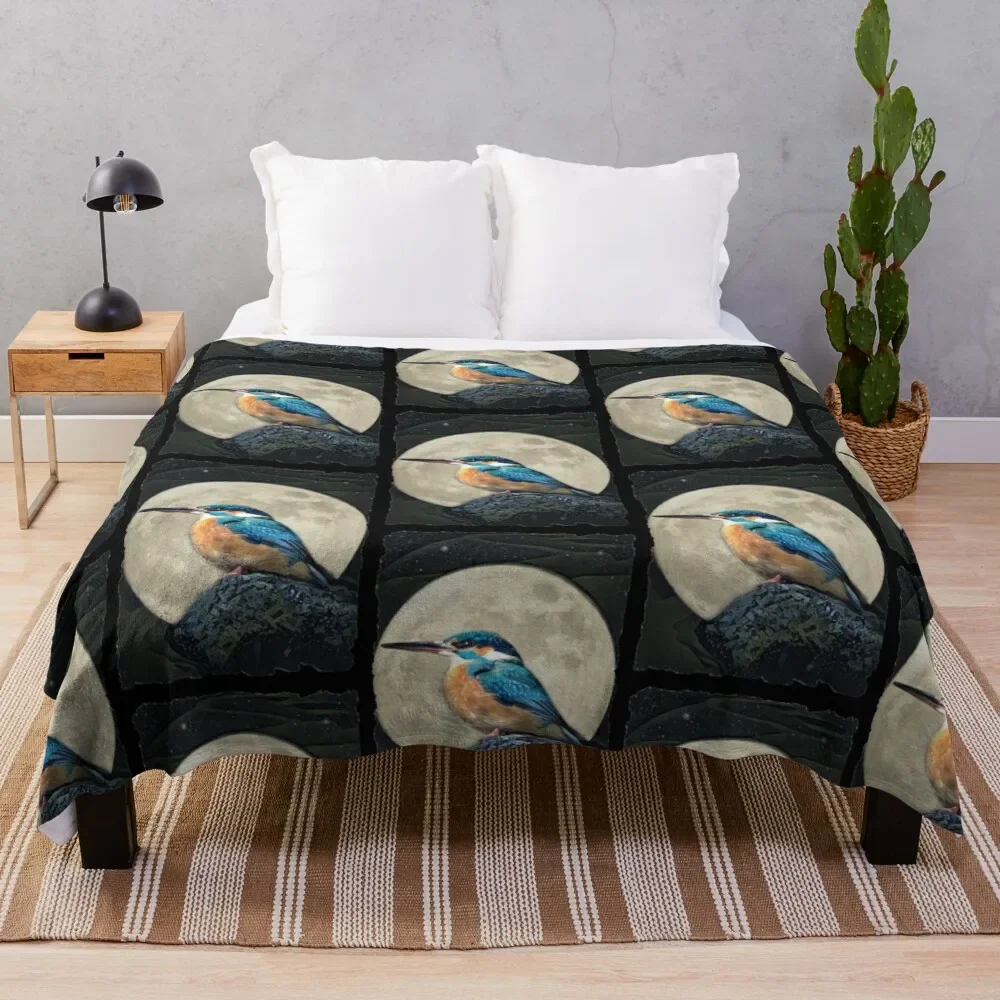 

Blue Kingfisher Throw Blanket Large Blanket Soft Plaid