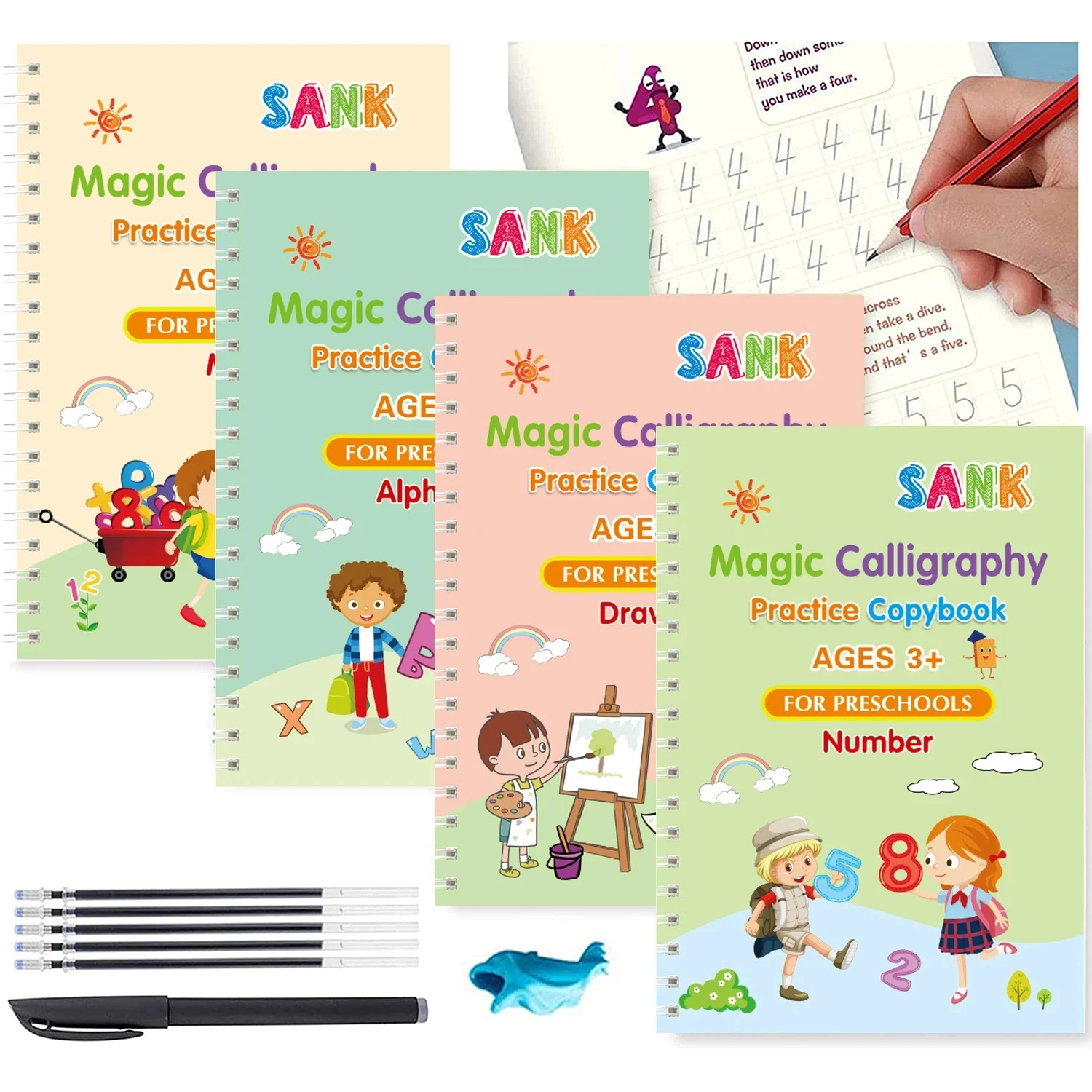4 Books/set Magic Copybook Reusable English Practice Spanish Writing Pen Groove Alphabet Wordpad German Word Calligraphy, groove calligraphy español - Vimarsana News