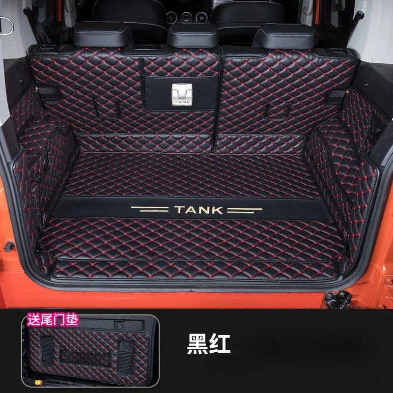 

NEW Luxury For GWM Tank 300 2023 2024 Custom Trunk Mats Leather Durable Cargo Liner Boot Carpets Interior Cover Car Accessories