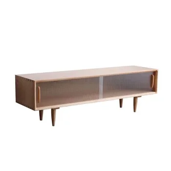 Solid Wood TV Cabinet Coffee Table Combination Nordic Modern Combination Set Home Living Room Small Apartment Bedroom TV Cabinet