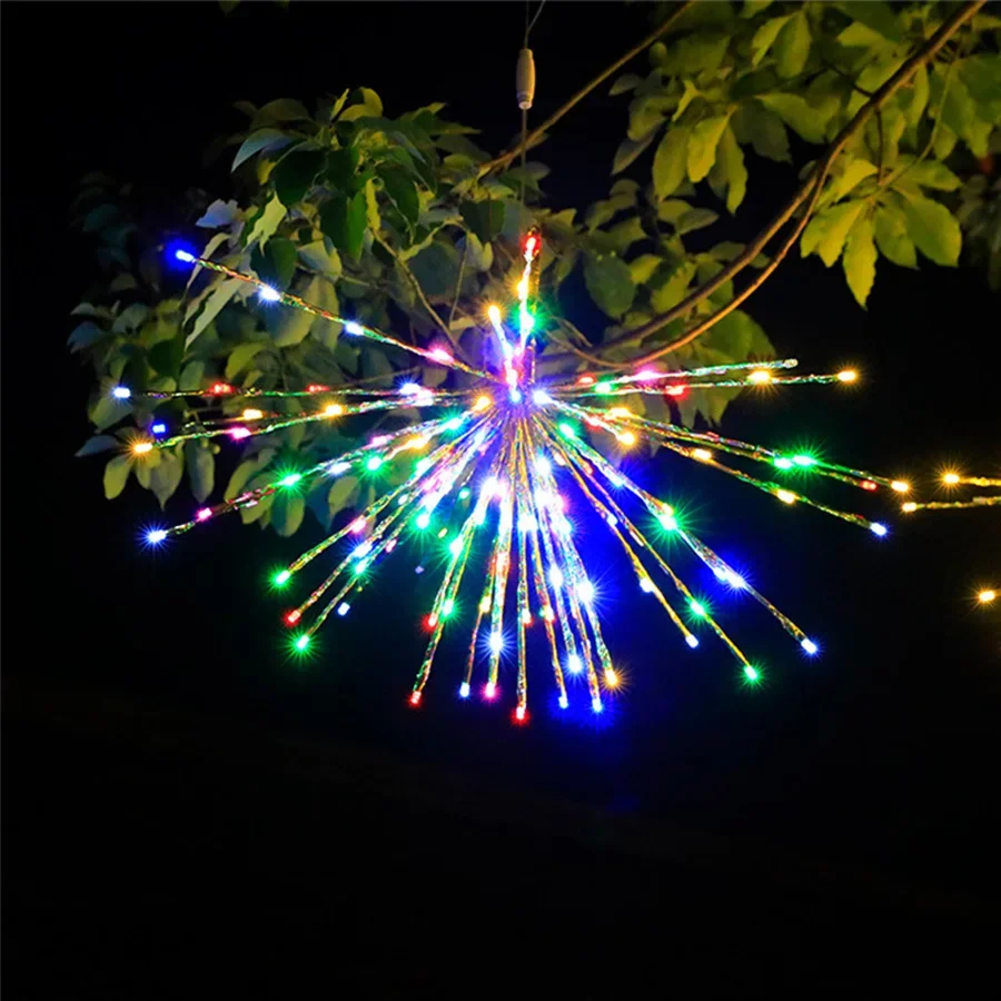 thumbnail image 1 of Luces de fuegos artificiales de 88 LED de alto brillo para colgar en el árbol de Navidad, luces de hadas con forma de estrella, luces de fuegos artificiales de alambre de cobre para decoración de jard, 1 of 5