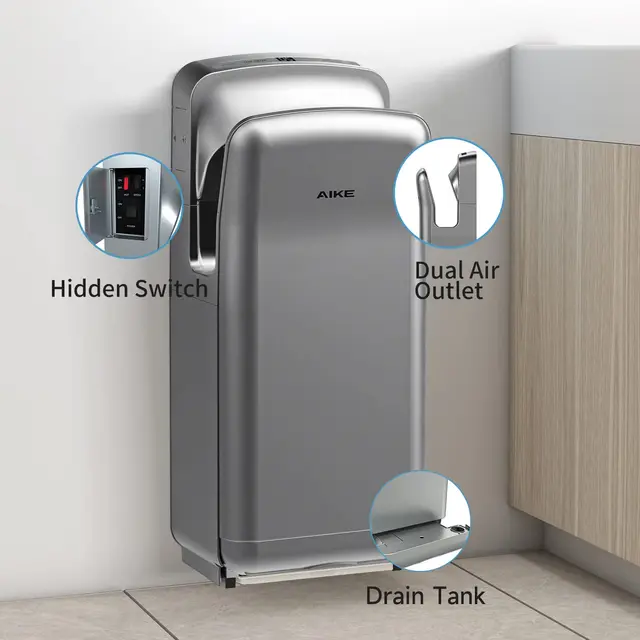 AIKE Automatic Hand Dryer Automatic 7-10s Super Fast Jet Hand Dryer with HEPA Filter for Hotel Restaurant Commercial Toilets 2