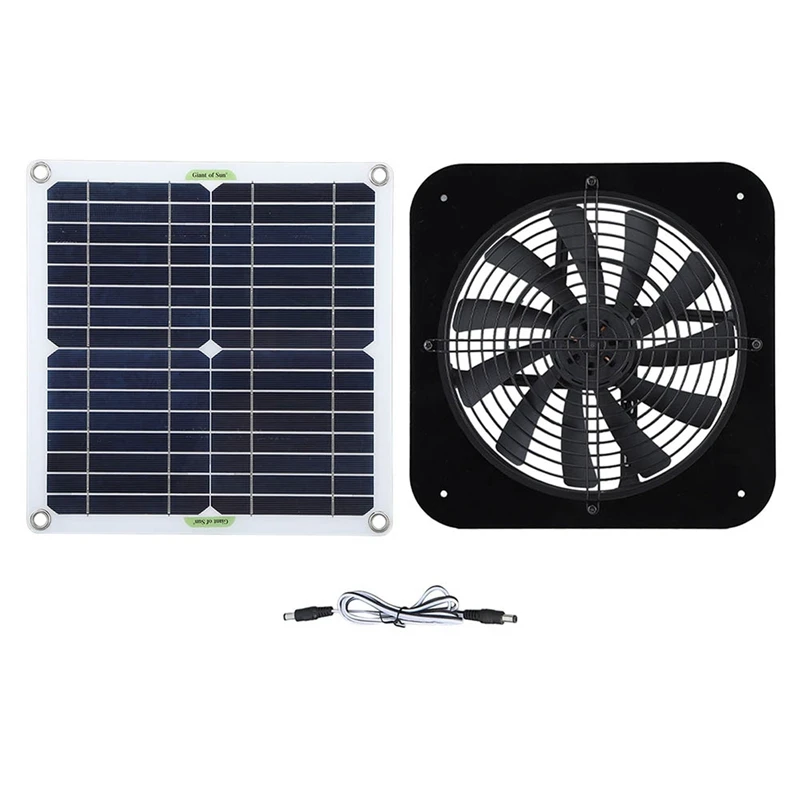 100W Solar Panel Fan Outdoor Portable Ventilator Exhaust Fan Plastic+Metal For Chicken Coops