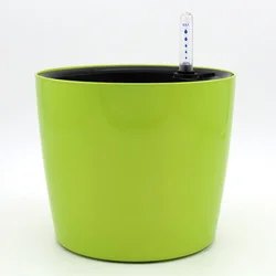 Modern Decorative Self - Watering White Planter with Water Level Indicator (1PC Green Round)