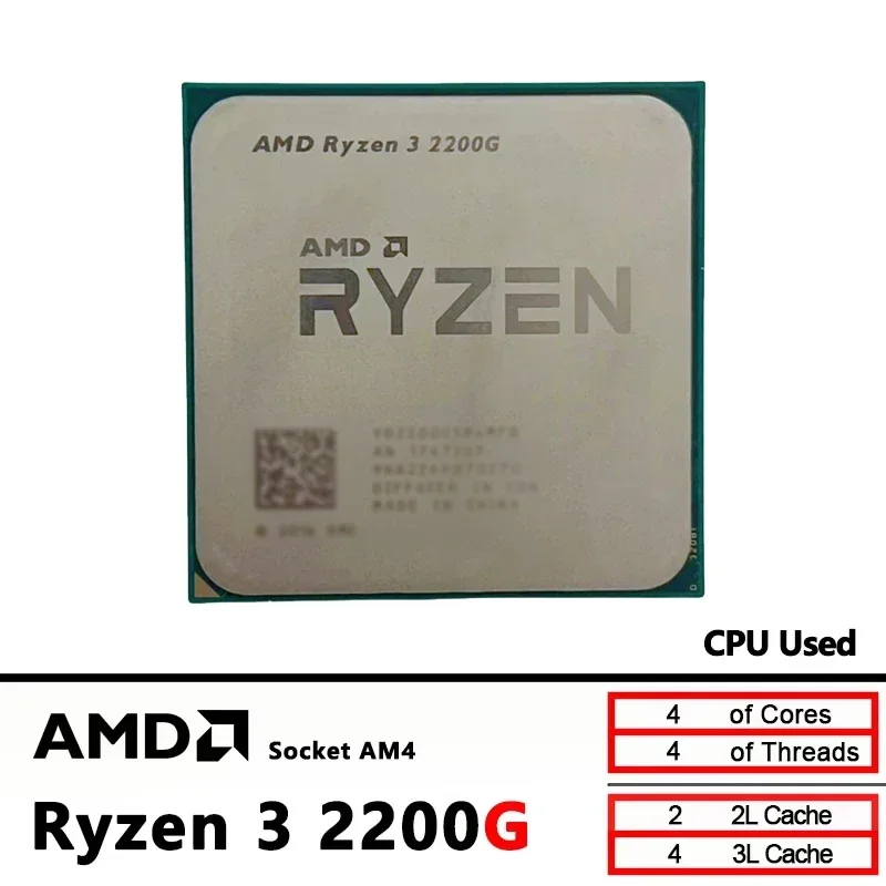 AMD 라이젠 3 2200G 프로세서 4코어 4스레드 3.5GHz 기본 속도 3.7GHz 최대 부스트 속도 AM4 소켓 L3 캐시 14nm 65W TDP 라데온 베가 8 그래픽