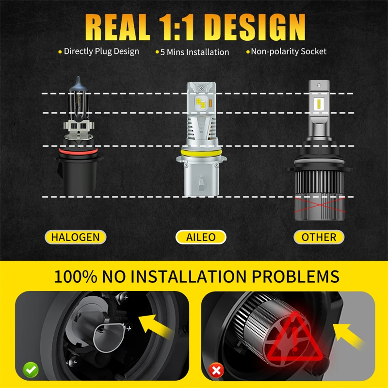 LED Car Headlights LED Headlights LED Lights LED Bulbs LED Car Lights Car Headlamps 2Pcs LED 9007 HB5 LED Headlight Bulb CSP Fanless With Canbus Bulb High Low Beam 25000LM 500W 9008 H13 For Car Canbus Fog Lamp