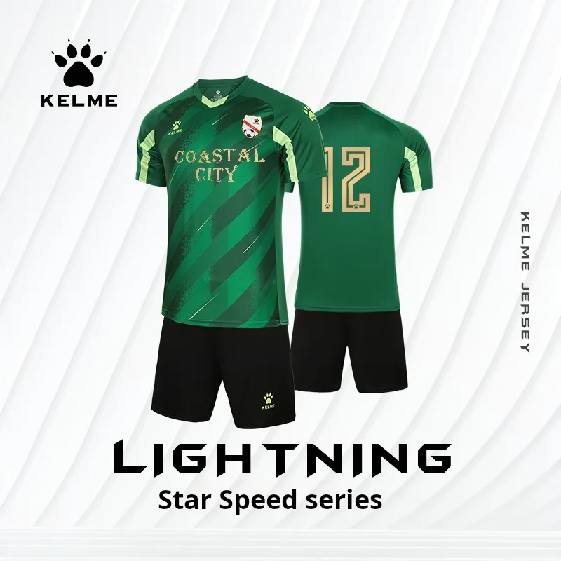 Kelme Football Suit Summer Outdoor Running Training Fitness Short Sleeve Shorts Breathable Two Piece Set football uniform sports uniform sets