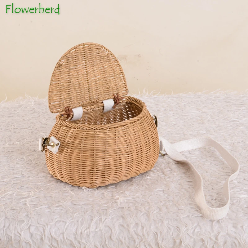 Woven Rattan Basket Handmade Bicycle Basket Children Backpack Bike