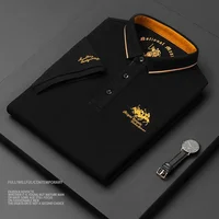 Polo brodé en coton pour hommes, T-shirt décontracté à manches courtes, revers, affaires haut de gamme, été, nouveau, haute qualité, 2024 6