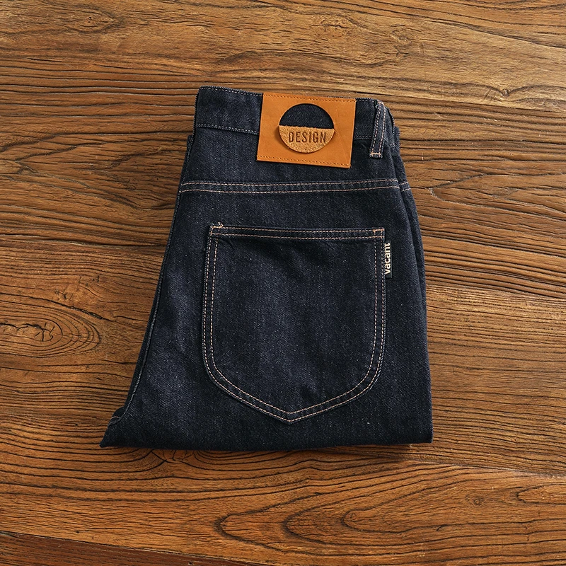 Men Denim Jeans Anti-fading Solid Color General Wash American Casual Loose Straight Cone