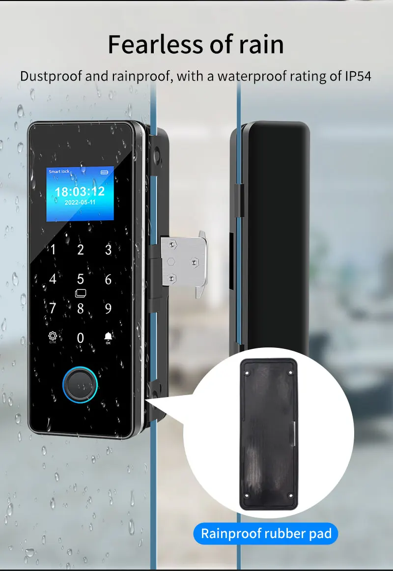 IP54 Waterproof Tuya Bluetooth Smart Door Lock Fingerprint Electronic Rim Lock F