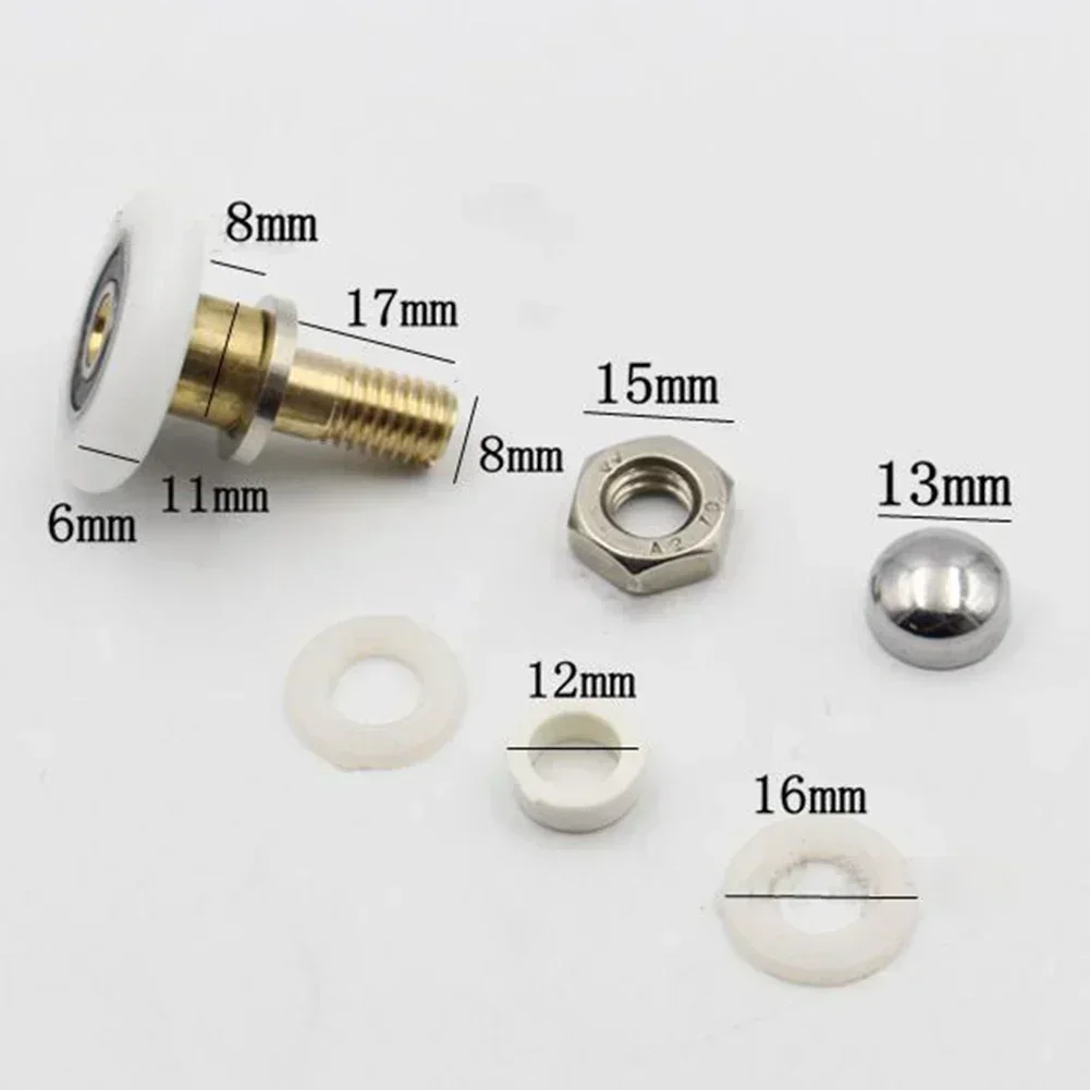 Shower Door Rollers 4PCS 20/23/25/27/28mm Diameter Shower Glass Sliding Door Hanging Wheel Roller Bathroom Sliding Cabinet Eccentric Pulleys