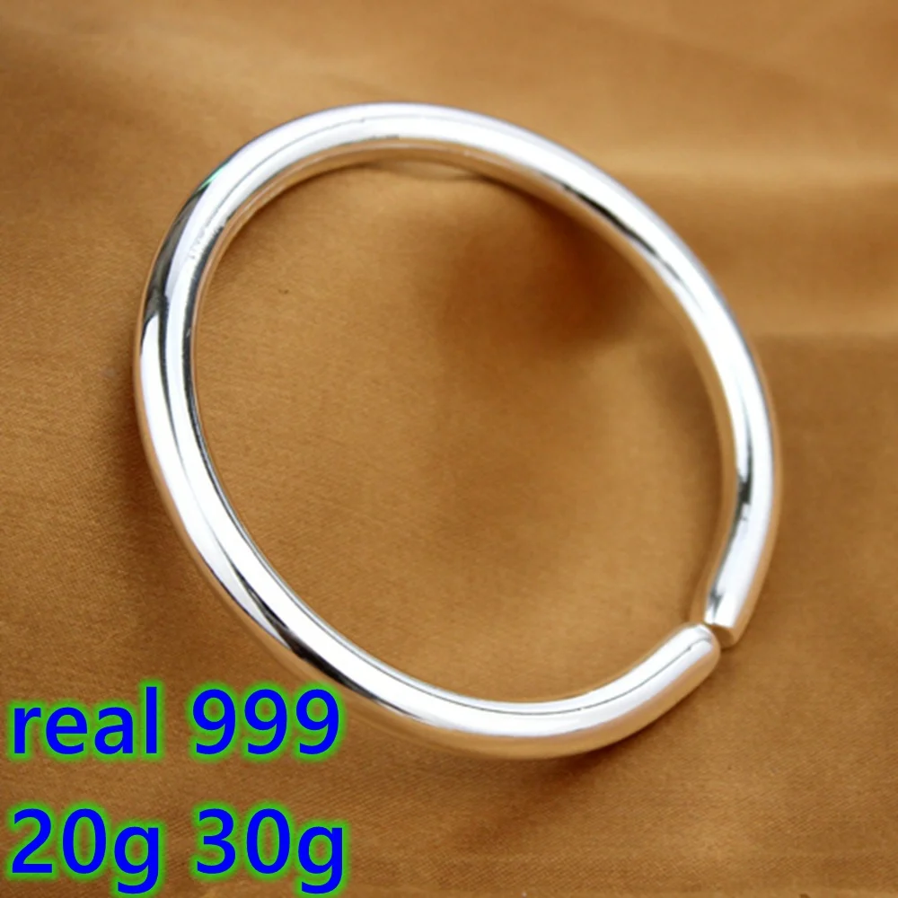 

999 sterling silver bracelet frosted men's and women's pure silver bracelets glossy bringht opening couple silver bracelet