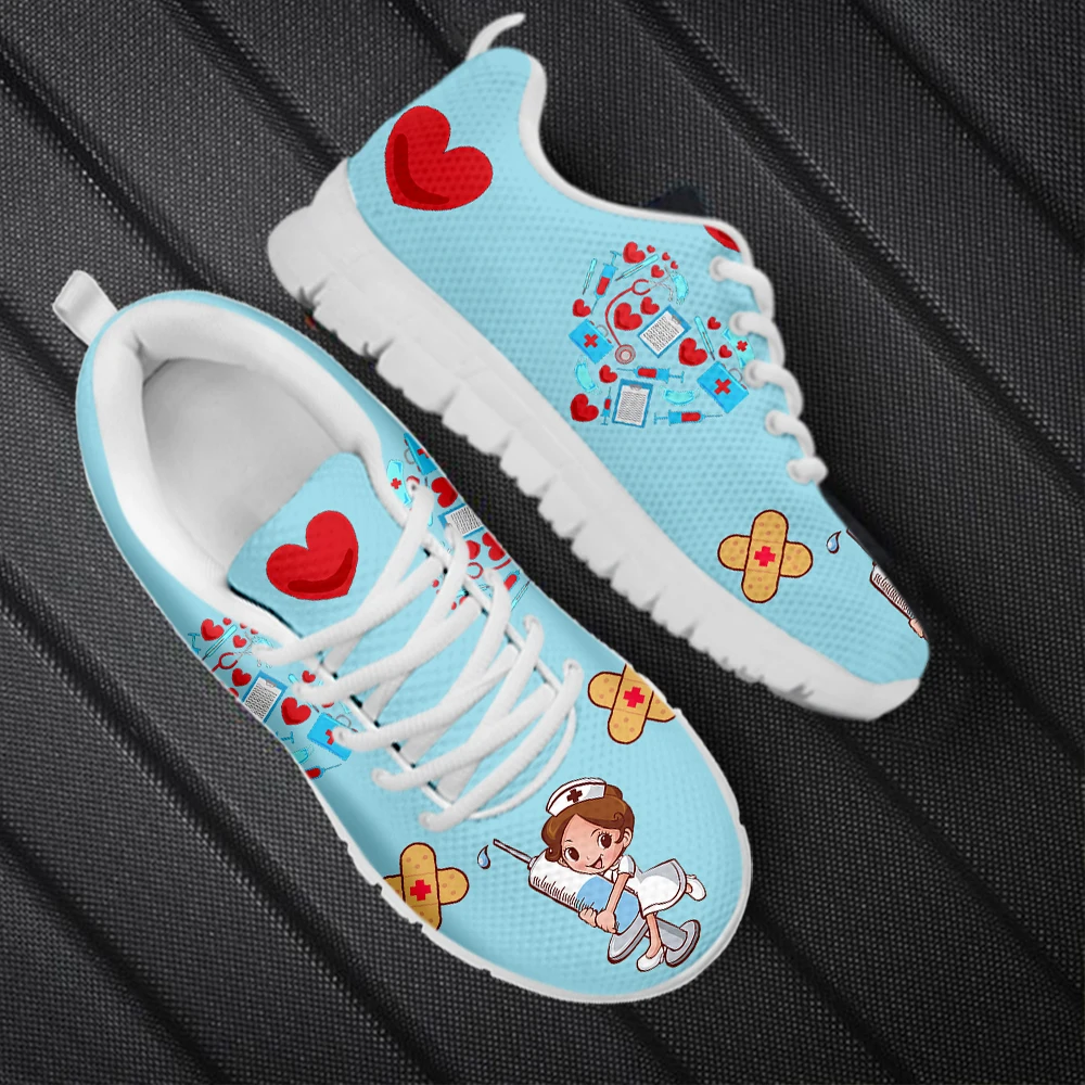 INSTANTARTS New Nursing Shoes Women's Sneakers Nurse Medical Assistance Print Outdoor Walking Shoes Plus Size enfermera Zapatos