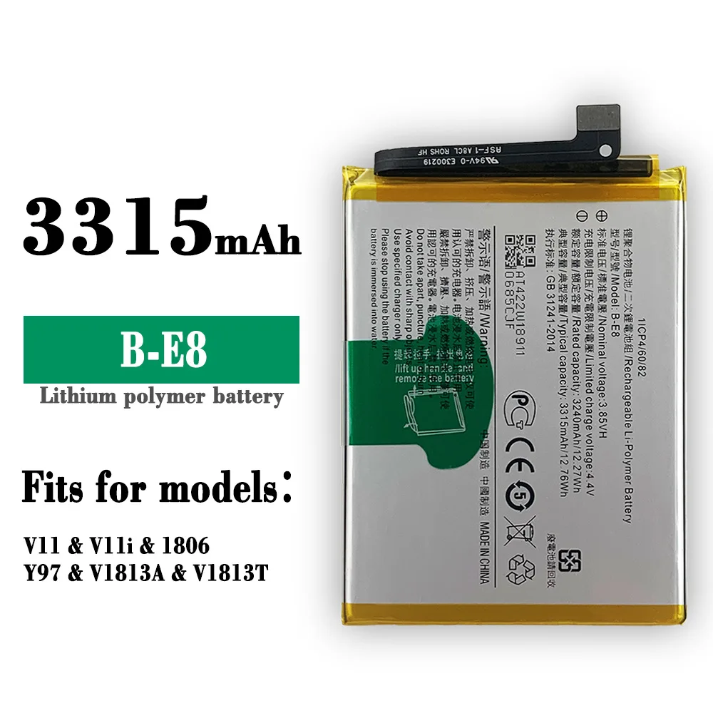 

B-E8 Replacement Battery For Vivo V11 V11i Y97 1806 V1813T V1813A 3315mAh Lithium Large Capacity Built-in Bateria