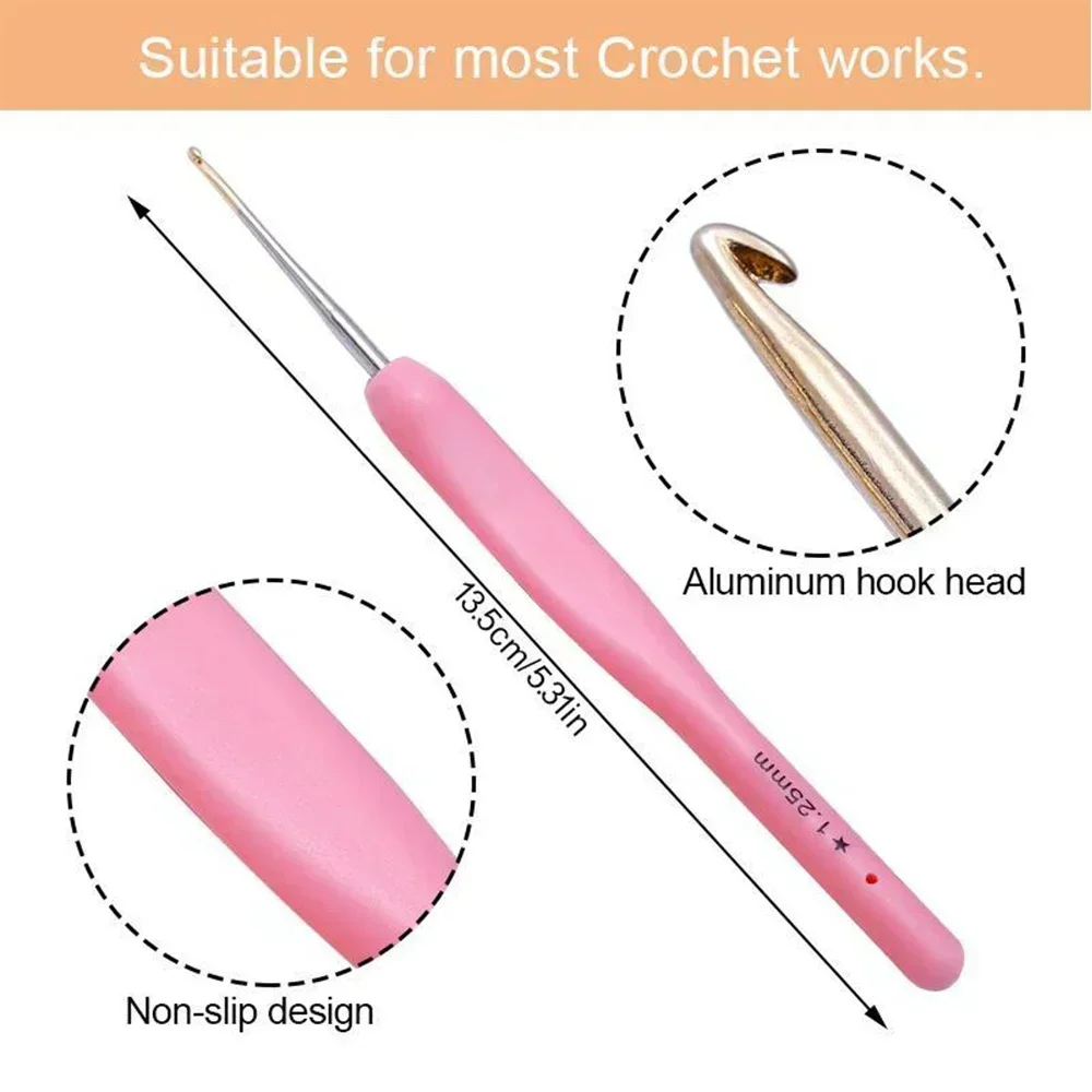 Delysia King 8 pcs/set of colorful soft plastic handle sweater crochet needle set 2.5-6mm crochet needles