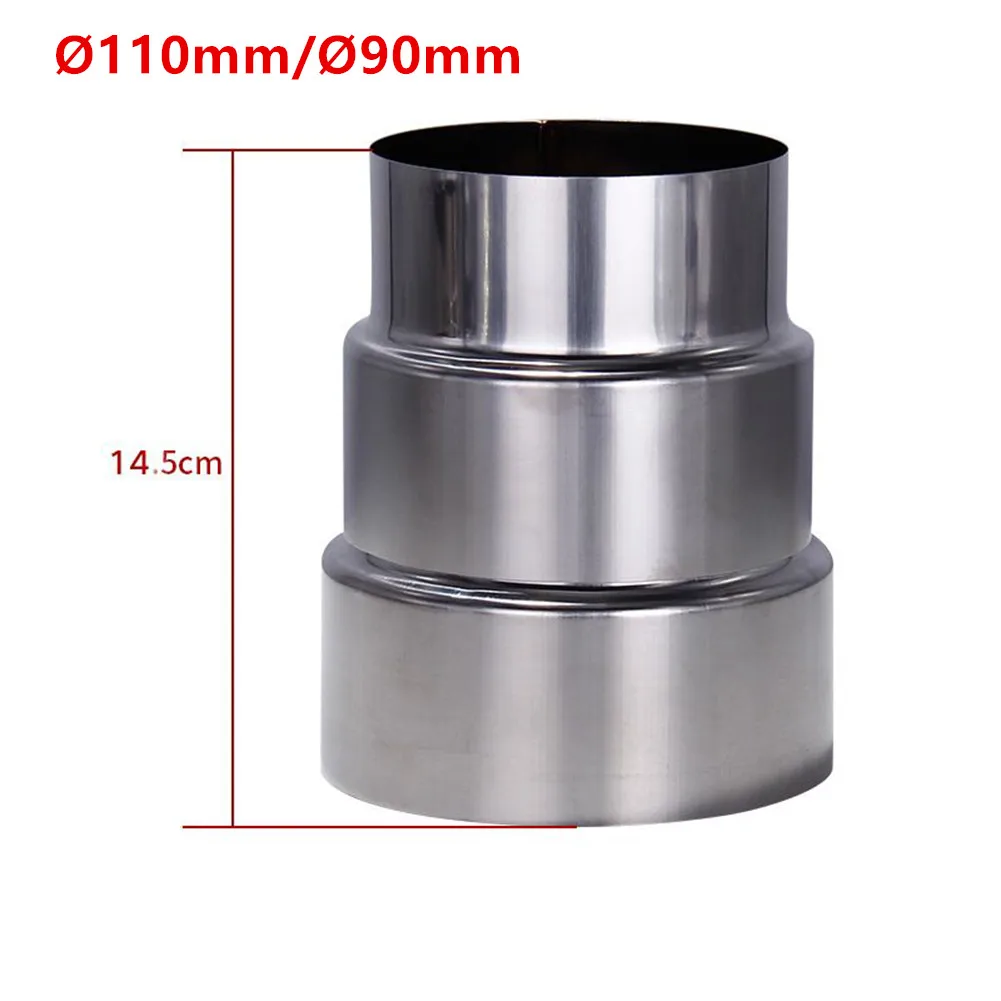 1pc Stove Pipe Extension Reduction Stainless Steel Flue Pipe Reducer Tubing Connector Chimney Adaptor 60/70/80/90/100/110/120mm